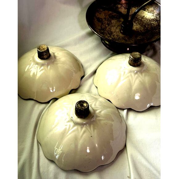 Rare-Cheshire Sterling Knob Candelabra-3 Tiers w/Silver Rim Porcelain Bowls - Picture 5 of 6